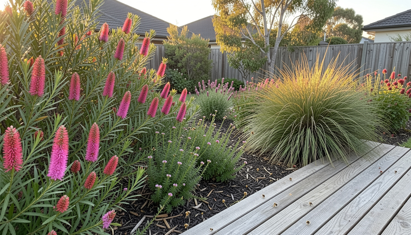 Thriving, flowering garden bed with mulched soil in a Toowoomba backyard