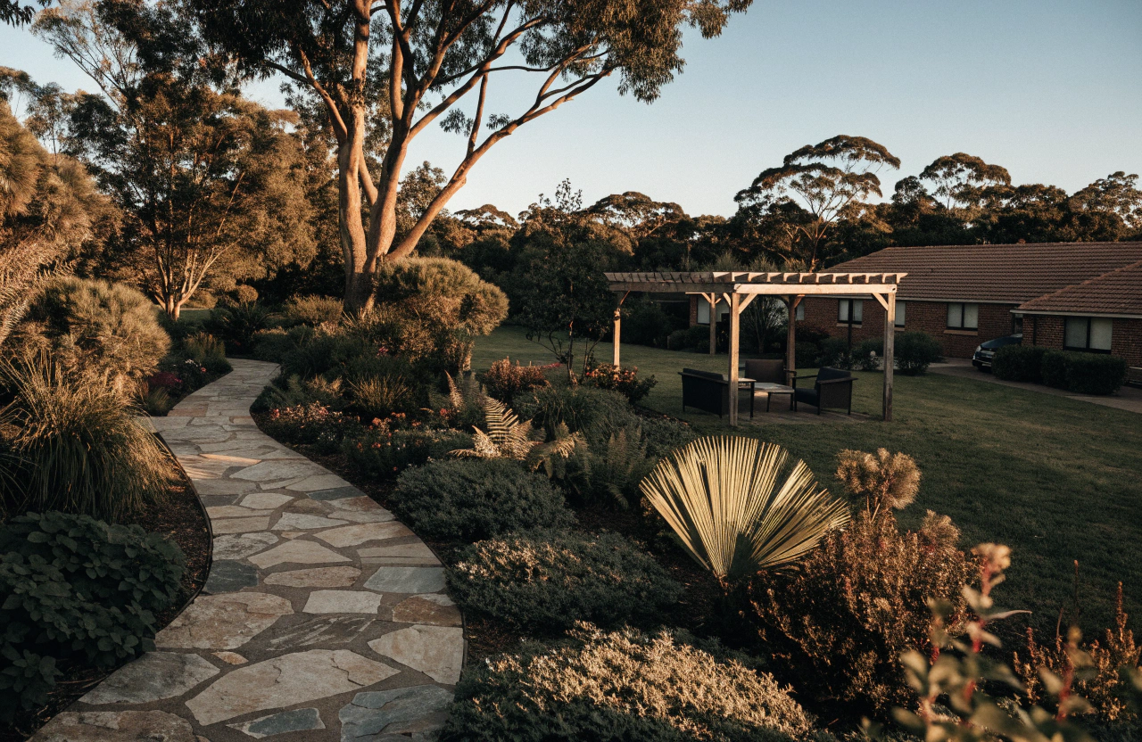 Professional landscaping team building a retaining wall on a Toowoomba property